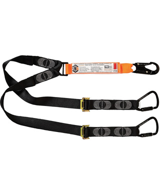 WORKWEAR, SAFETY & CORPORATE CLOTHING SPECIALISTS - LINQ Elite Double Leg Shock Absorbing 2M Adjustable Lanyard  with Hardware SN & KT X2