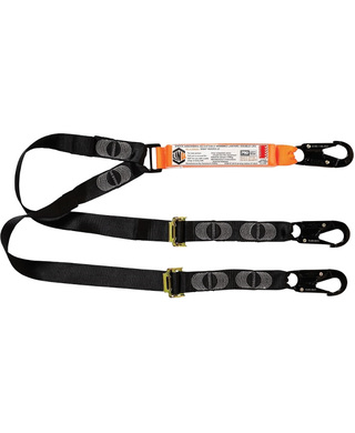 WORKWEAR, SAFETY & CORPORATE CLOTHING SPECIALISTS - LINQ Elite Double Leg Shock Absorbing 2M Adjustable Lanyard  with Hardware SN X3