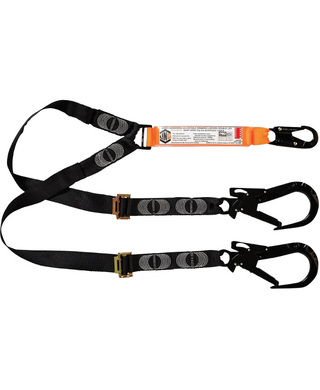 WORKWEAR, SAFETY & CORPORATE CLOTHING SPECIALISTS - LINQ Elite Double Leg Shock Absorbing 2M Adjustable Lanyard  with Hardware SN & ST X2