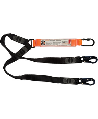 WORKWEAR, SAFETY & CORPORATE CLOTHING SPECIALISTS - LINQ Elite Double Leg Elasticated Lanyard with Hardware KS & SN X2