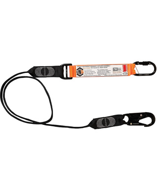 WORKWEAR, SAFETY & CORPORATE CLOTHING SPECIALISTS - LINQ Elite Single Leg Shock Absorbing Webbing Lanyard with Hardware KS & SN