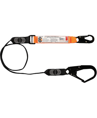 WORKWEAR, SAFETY & CORPORATE CLOTHING SPECIALISTS - LINQ Elite Single Leg Shock Absorbing Webbing Lanyard with Hardware SN & SD