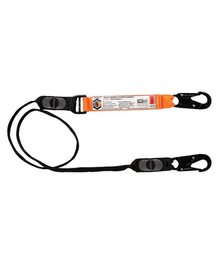 WORKWEAR, SAFETY & CORPORATE CLOTHING SPECIALISTS - LINQ Elite Single Leg Shock Absorbing Webbing Lanyard with Hardware SN X2