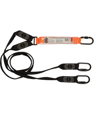 WORKWEAR, SAFETY & CORPORATE CLOTHING SPECIALISTS - LINQ Elite Double Leg Shock Absorbing Webbing Lanyard with Hardware KS & KD X2