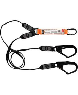 WORKWEAR, SAFETY & CORPORATE CLOTHING SPECIALISTS - LINQ Elite Double Leg Shock Absorbing Webbing Lanyard with Hardware KS & SD X2