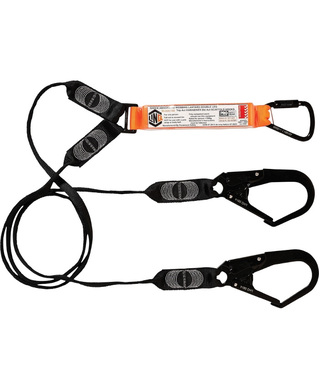 WORKWEAR, SAFETY & CORPORATE CLOTHING SPECIALISTS - LINQ Elite Double Leg Shock Absorbing Webbing Lanyard with Hardware KT & SD X3