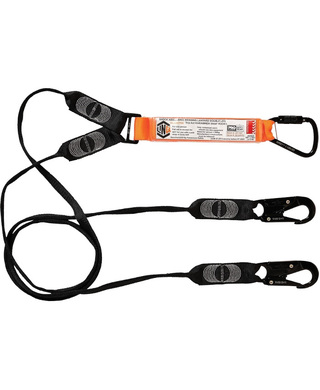 WORKWEAR, SAFETY & CORPORATE CLOTHING SPECIALISTS - LINQ Elite Double Leg Shock Absorbing Webbing Lanyard with Hardware KT & SN X2