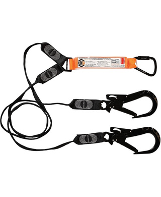 WORKWEAR, SAFETY & CORPORATE CLOTHING SPECIALISTS - LINQ Elite Double Leg Shock Absorbing Webbing Lanyard with Hardware KT & ST X2