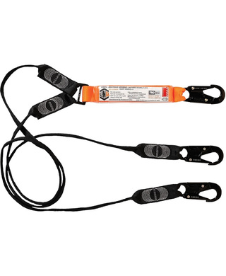 WORKWEAR, SAFETY & CORPORATE CLOTHING SPECIALISTS - LINQ Elite Double Leg Shock Absorbing Webbing Lanyard with Hardware SN X3