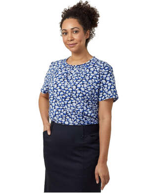 WORKWEAR, SAFETY & CORPORATE CLOTHING SPECIALISTS NNT - PETAL PRINT SHORT SLEEVE TOP