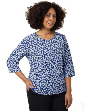 WORKWEAR, SAFETY & CORPORATE CLOTHING SPECIALISTS ANTI-BAC PETAL PRINT - 3/4 Sleeve Top