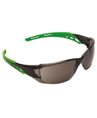 WORKWEAR, SAFETY & CORPORATE CLOTHING SPECIALISTS - Cirrus Green Arms Safety Glasses A/F Lens - Smoke