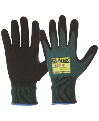 WORKWEAR, SAFETY & CORPORATE CLOTHING SPECIALISTS - Arax Green Nitrile Sand Dip Palm Gloves