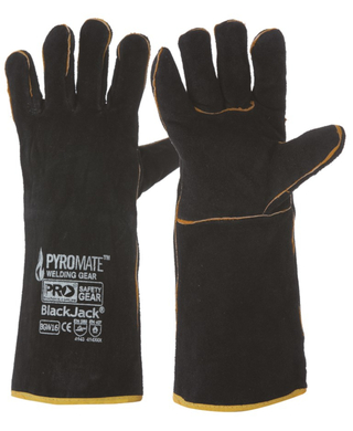 WORKWEAR, SAFETY & CORPORATE CLOTHING SPECIALISTS Pyromate Black Jack - Black & Gold Welders Glove