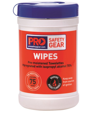 WORKWEAR, SAFETY & CORPORATE CLOTHING SPECIALISTS - Isopropyl Cleaning Wipes - Cannister of 75.