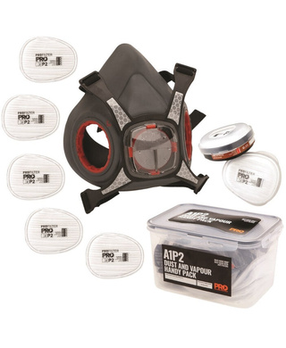 WORKWEAR, SAFETY & CORPORATE CLOTHING SPECIALISTS DUST AND VAPOUR KIT H/MASK & 5 PAIR PRE FILTER REPLACEMENTS HANDY PACK