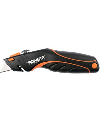 WORKWEAR, SAFETY & CORPORATE CLOTHING SPECIALISTS - Utility Knife Manual Retractable Multi-Stop Blade c/w 2 x Spare Blades in Knife Body RONSTA