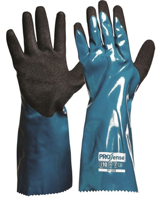 WORKWEAR, SAFETY & CORPORATE CLOTHING SPECIALISTS PROCHEM 35CM GREEN/BLACK NITRILE PU GLOVE