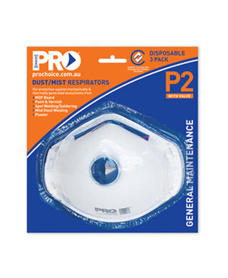 WORKWEAR, SAFETY & CORPORATE CLOTHING SPECIALISTS P2 with Valve  Respirators in Blister Pack - 3 Pk