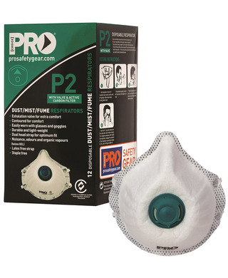 WORKWEAR, SAFETY & CORPORATE CLOTHING SPECIALISTS - P2 with Valve & Carbon Filter Respirators - Box of 12