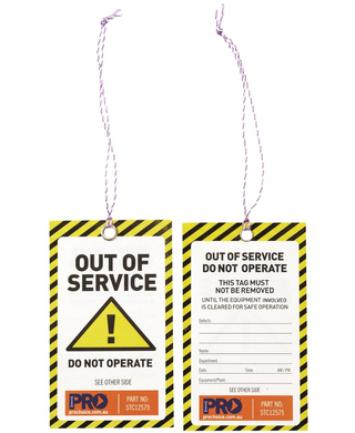 WORKWEAR, SAFETY & CORPORATE CLOTHING SPECIALISTS Safety Tag "OUT OF SERVICE" 125mm x 75mm - Pack of 100
