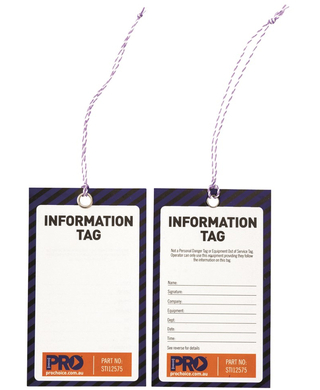 WORKWEAR, SAFETY & CORPORATE CLOTHING SPECIALISTS - Safety Tag "INFORMATION" 125mm x 75mm - Pack of 100