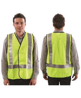 WORKWEAR, SAFETY & CORPORATE CLOTHING SPECIALISTS - Safety Vests - Yellow Day / Night Use with H Back pattern Reflective Tape