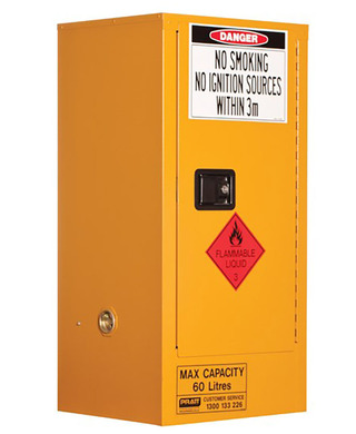 WORKWEAR, SAFETY & CORPORATE CLOTHING SPECIALISTS - Flammable Storage Cabinet 60L 1 Door, 2 Shelf