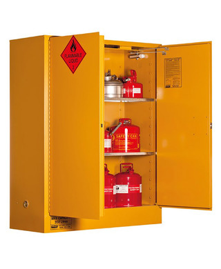 WORKWEAR, SAFETY & CORPORATE CLOTHING SPECIALISTS - Flammable Storage Cabinet 350L 2 Door, 3 Shelf