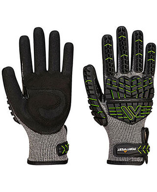 WORKWEAR, SAFETY & CORPORATE CLOTHING SPECIALISTS VHR15 Nitrile Foam Impact Glove-Black / Green-L