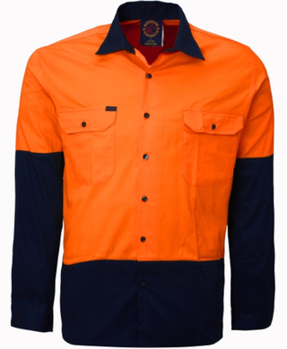 WORKWEAR, SAFETY & CORPORATE CLOTHING SPECIALISTS - Open Front 2 Tone L/S Shirt