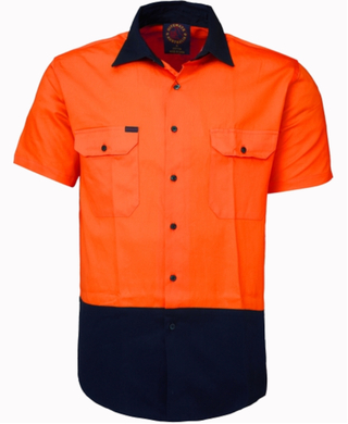 WORKWEAR, SAFETY & CORPORATE CLOTHING SPECIALISTS - Open Front 2 Tone S/S Shirt