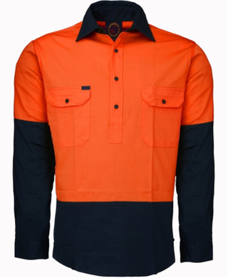 WORKWEAR, SAFETY & CORPORATE CLOTHING SPECIALISTS - Closed Front 2 Tone L/S Shirt