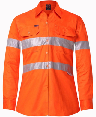 WORKWEAR, SAFETY & CORPORATE CLOTHING SPECIALISTS - Ladies Long Sleeve Vented Shirts w/ 3M 8910 Reflective Tape