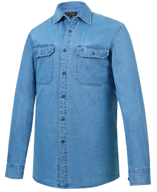 WORKWEAR, SAFETY & CORPORATE CLOTHING SPECIALISTS - Men's Front Flap Dual Pocket, Classic Fit, Long Sleeve Denim Shirt