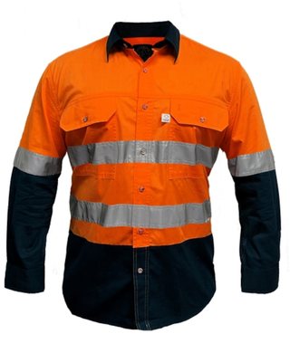 WORKWEAR, SAFETY & CORPORATE CLOTHING SPECIALISTS - Men's Australian Cotton Hi Viz Shirt Reflective