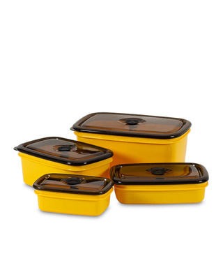WORKWEAR, SAFETY & CORPORATE CLOTHING SPECIALISTS 4 Pce ASSORTED REUSABLE CRIB BOX SET  YEL/BLK  350ml, 650ml, 1100ml, 2500ml (NEW PRODUCT SEPT 2021)