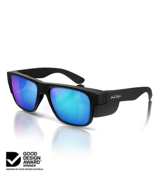 WORKWEAR, SAFETY & CORPORATE CLOTHING SPECIALISTS Fusions Matte Black Frame/Mirror Blue Polarised