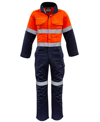 WORKWEAR, SAFETY & CORPORATE CLOTHING SPECIALISTS - Fire Armour - Mens Orange Flame HRC 2 Hoop Taped Spliced Overall