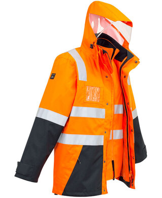 WORKWEAR, SAFETY & CORPORATE CLOTHING SPECIALISTS Mens Hi Vis 4 in 1 Waterproof Jacket