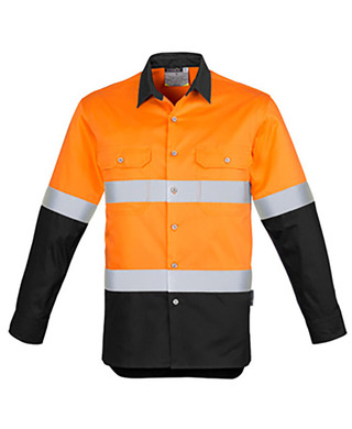 WORKWEAR, SAFETY & CORPORATE CLOTHING SPECIALISTS - Mens Hi Vis Spliced Industrial Shirt - Hoop Taped