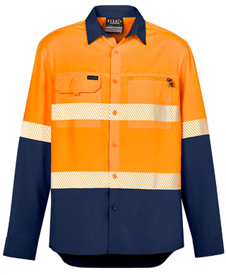 WORKWEAR, SAFETY & CORPORATE CLOTHING SPECIALISTS Mens Hi Vis Outdoor Segmented Tape L/S Shirt