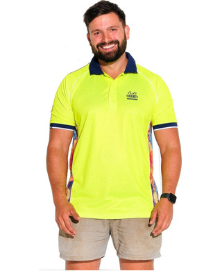 WORKWEAR, SAFETY & CORPORATE CLOTHING SPECIALISTS YELLOW FRACTAL POLO