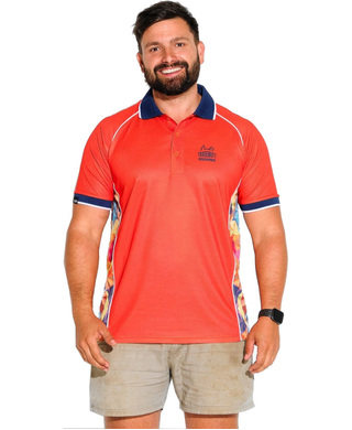 WORKWEAR, SAFETY & CORPORATE CLOTHING SPECIALISTS ORANGE FRACTAL POLO