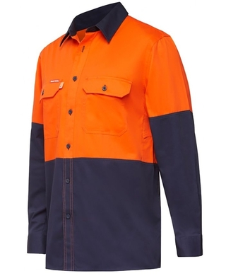 WORKWEAR, SAFETY & CORPORATE CLOTHING SPECIALISTS - Koolgear - Ventilated Hi-Vis Two Tone Shirt Long Sleeve