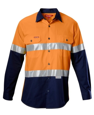 WORKWEAR, SAFETY & CORPORATE CLOTHING SPECIALISTS - Koolgear - Hi-Vis Two Tone Ventilated Shirt Long Sleeve with Tape