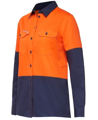 WORKWEAR, SAFETY & CORPORATE CLOTHING SPECIALISTS Koolgear - Womens Ventilated Hi-Vis Two Tone Shirt Long Sleeve