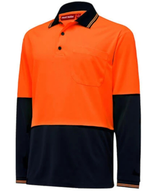WORKWEAR, SAFETY & CORPORATE CLOTHING SPECIALISTS Core - Mens Hi Vis 2 tone L/S Micro Mesh Polo